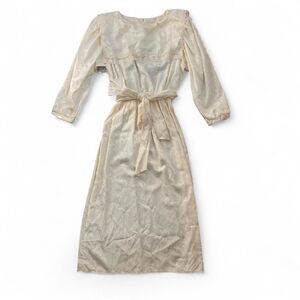 Vintage 70s Gunne Sax Cottage Prairie Bridal Satin Floral Midi Dress A1